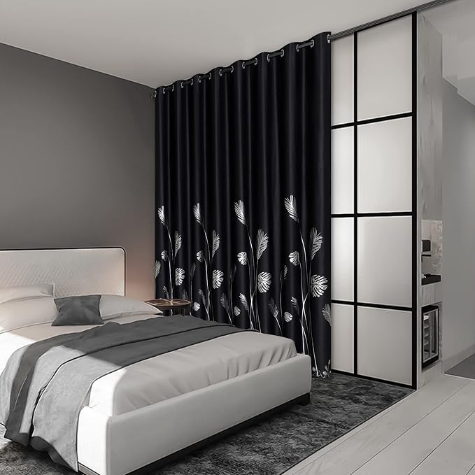 Room Divider Curtain for Sliding Glass Door 120W x 84L Inch Silver Palm Tree - Image 2