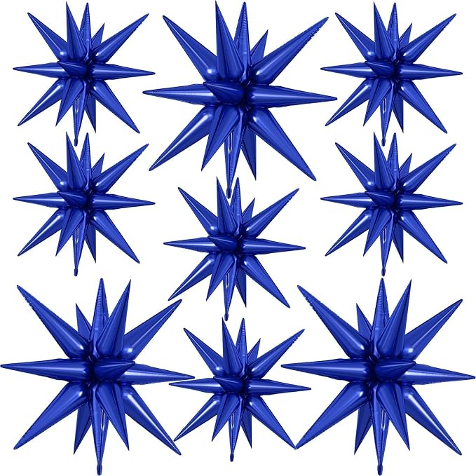 9Pcs Navy Blue Star Balloons, Large Explosion Star Foil Balloons, Metallic Blue by Dagelar