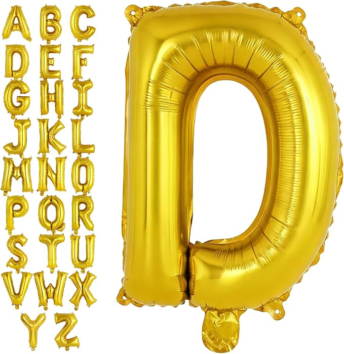 Gold Letter D Balloons, 40 Inch Large Foil Letter Balloons, Custom Phrase by YOTHORN