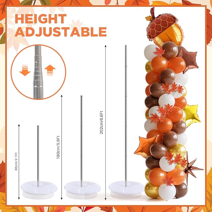 2 Set Adjustable Fall Balloon Column Stand Kit Thanksgiving Balloon Arch - Image 3