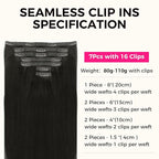 Lashey Seamless Clip in Hair Extensions Real Human Hair Extensions Straight 12 Inch 7pcs 80g Natural Black Soft Silky Clip in Hair Extensions with 100% Real Human Hair