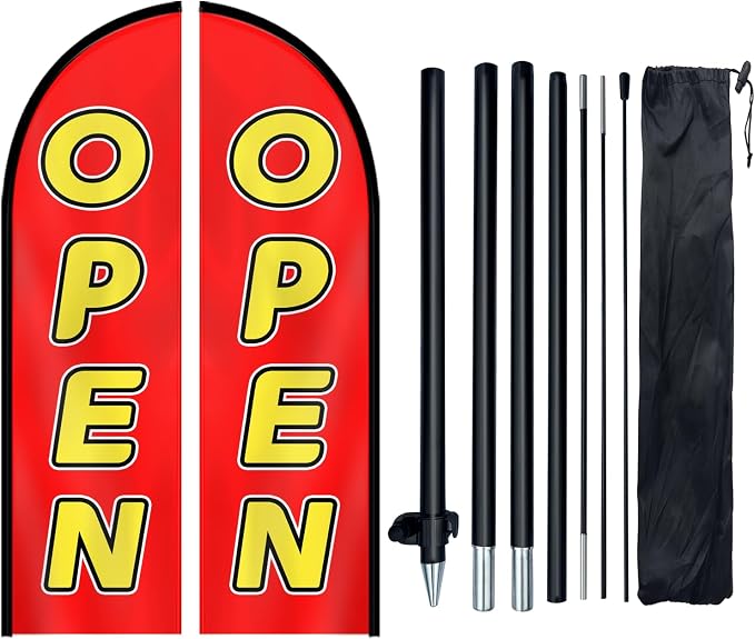 1PC Double-Sided OPEN Feather Flag by WOANIXY---ProfessionalCustomFeatherFlagCustomBanner