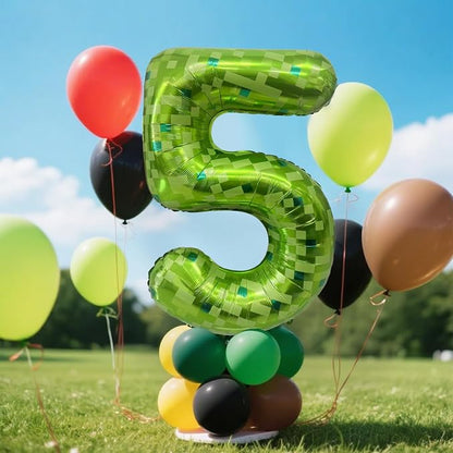 Green Number Balloons, Gaint Green Pixel Number 0 Balloon 40 Inch Dark green 0 - Image 3