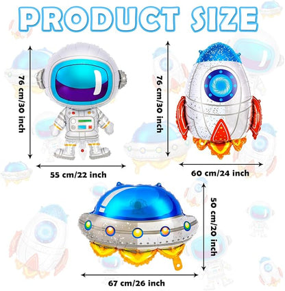 6 Pcs Space Balloons, Astronaut UFO Rocket Foil Balloons - Image 2
