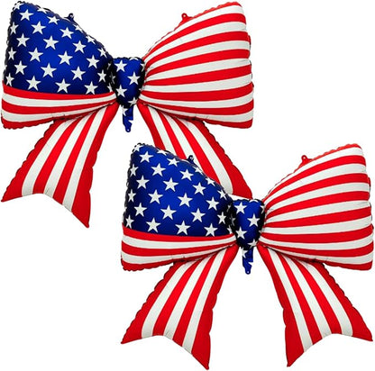 2 PCS Patriotic Bow Foil Balloons, 38 Inch Large American Flag Balloons by Unknown