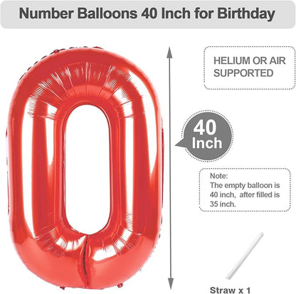 Numbers 40 Balloon 40Inch Red Balloons - Image 5