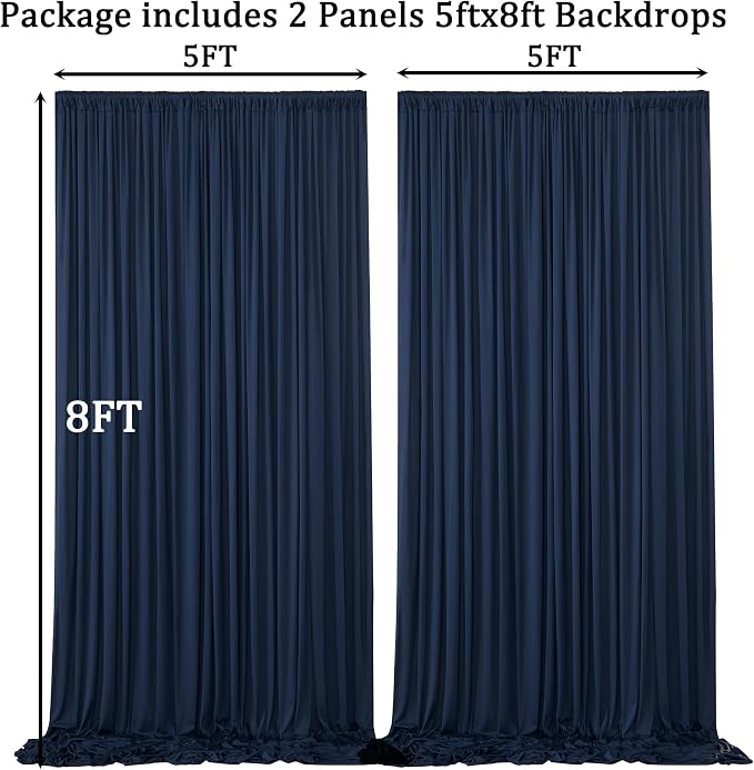 10ft x 8ft Wrinkle Free Navy Blue Backdrop Curtains - Image 7