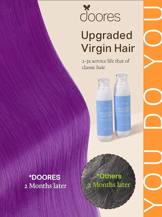 DOORES Hair Extensions Real Human Hair, Purple 22 Inch 30g 10pcs, Tape in Hair Extensions Real Human Hair Seamless Straight Remy Hair Extensions Tape ins
