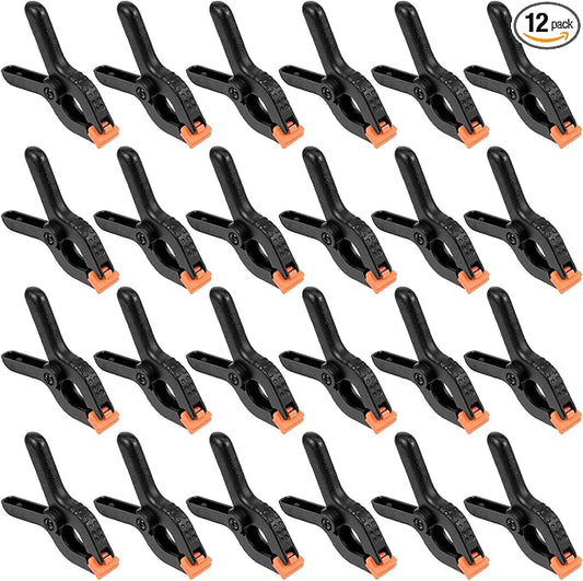 12pcs Black Plastic Spring Clamps, Anti-Slip Clips by Unknown