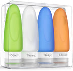 Dot&Dot Leak Proof Travel Bottles - TSA Approved 3oz Silicone Toiletries Travel Shampoo & Conditioner Containers with Labels