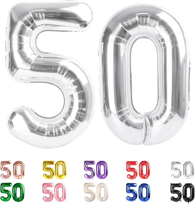50 Balloons Number for 50th Birthday Decorations Women Men, Inflation Straw & by Mluchee