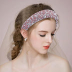 2PCS Rhinestone Wide Headbands for Women Sparkle Padded Headband Fashion Glitter Hairbands Comfort High Elastic Head Band Bling Hair Accessories for Womens Girls Hair