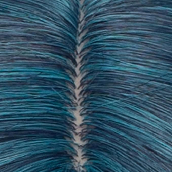 BUFASHION 14" Women Short Ombre Blue Kinky Straight Cosplay Synthetic Wigs With Air Bangs 46 Colors Available (Ombre Blue)