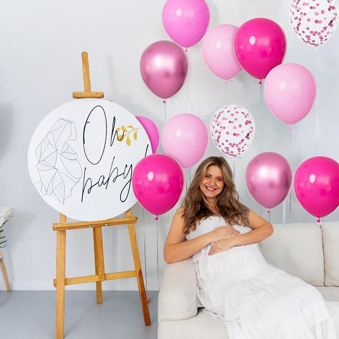 68Pcs Pink Balloons Kit 12 Inch Metallic Pink Balloon, Baby Shower, Graduation - Image 5