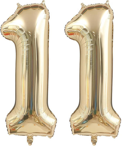 Champagne Gold 11 Balloon Number, 40 Inch Light Gold 11 Balloons Big Foil Mylar by BBPOOL