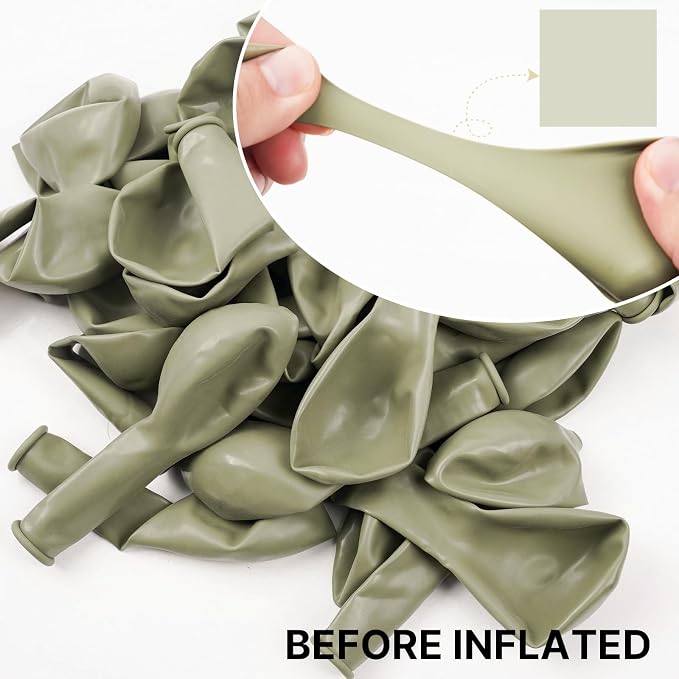 PartyWoo Sage Green Balloons 100pcs Boho Dusty Olive Green Color | Balloons - Image 2