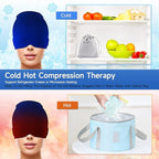 Wearable Ice Cap for Migraines, Headache Relief Hat for Tension Sinus Headache Eye Fatigue Fever Relief, One-Piece Design Fit All Head Ice Pack Cap, Hot Cold Compressed Therapy Head Migraine Hat(Blue)