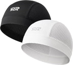 SUNMECI 2 Pcs Cooling Breathable Mesh Skull Cap for Men Women Lightweight Quick Dry Cycling Moto Helmet Hard Hat Liner