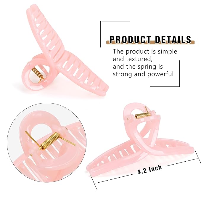 Butterfly Hair Claw Clips for Women - 4.3 Jelly Hair Accessories Medium Size for Girls with Thin, Fine or Thick Hair (4 Pcs)