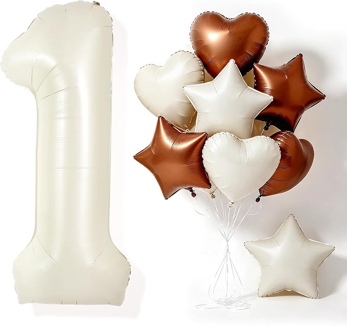 TONIFUL 1st Birthday Balloons 40 Inch Cream white Large Number 1 Foil Balloon by TONIFUL