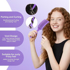 Curly Hair Brush & Curl Defining Brush – Easily Detangles Knots with Less Pulling – Styles Wet or Dry Hair, Tames Frizz for All Curl Types (Claret)
