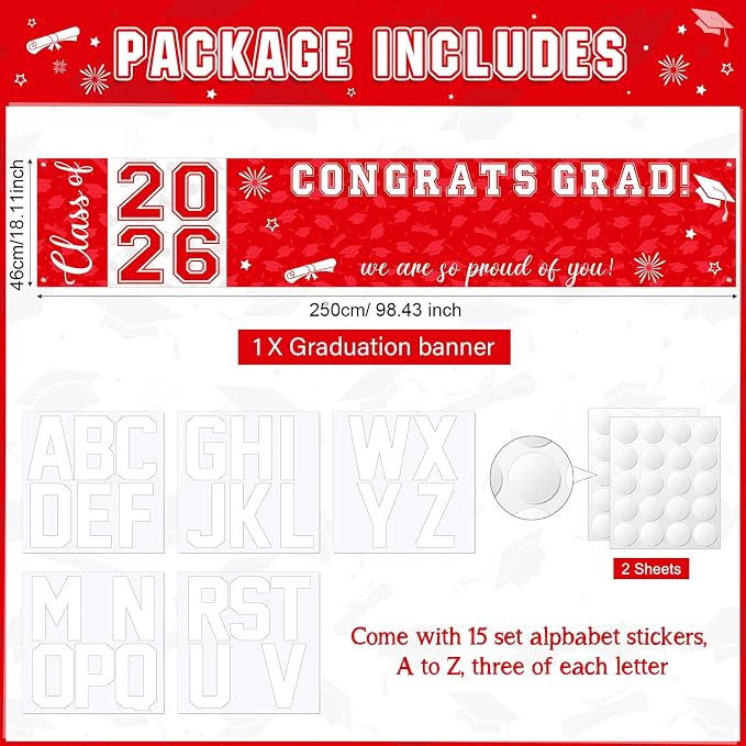 Graduation Congratulations Banner Decorations, Class of 2026 Personalized - Image 2