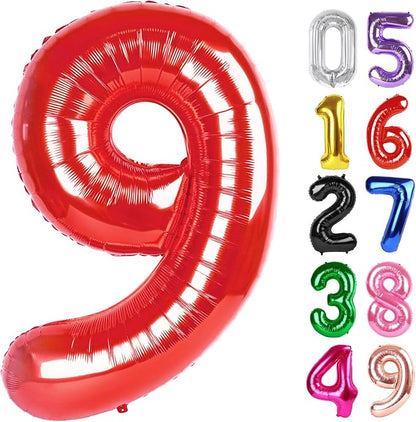 Red Number 9 Balloon 40 Inch, 9th Birthday Party Decorations Men Women | Foil by IWERP
