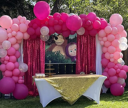 Poise3EHome Hot Pink Sequin Backdrop, 2 Panel 2x8ft Glitter Curtain - Image 3