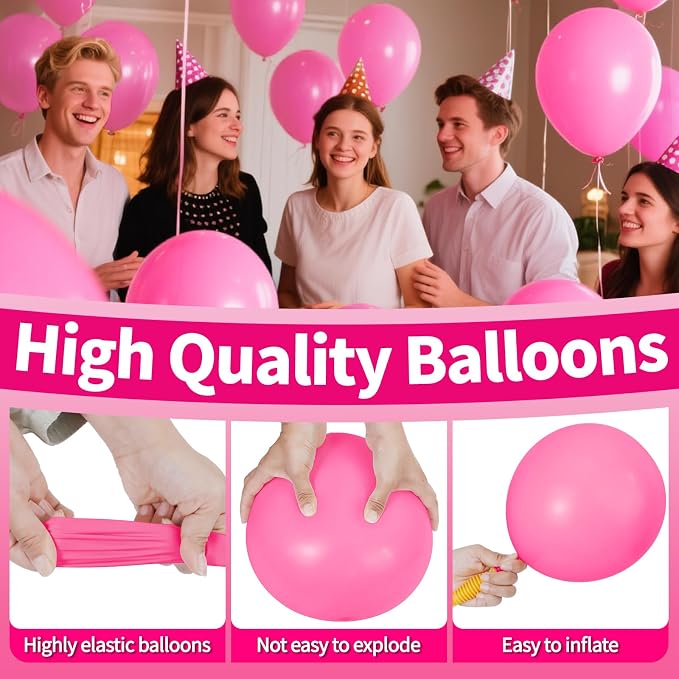 Pink Balloon 110pcs, 12 Inch Thickened Latex Party Balloons Helium Bright Color - Image 4