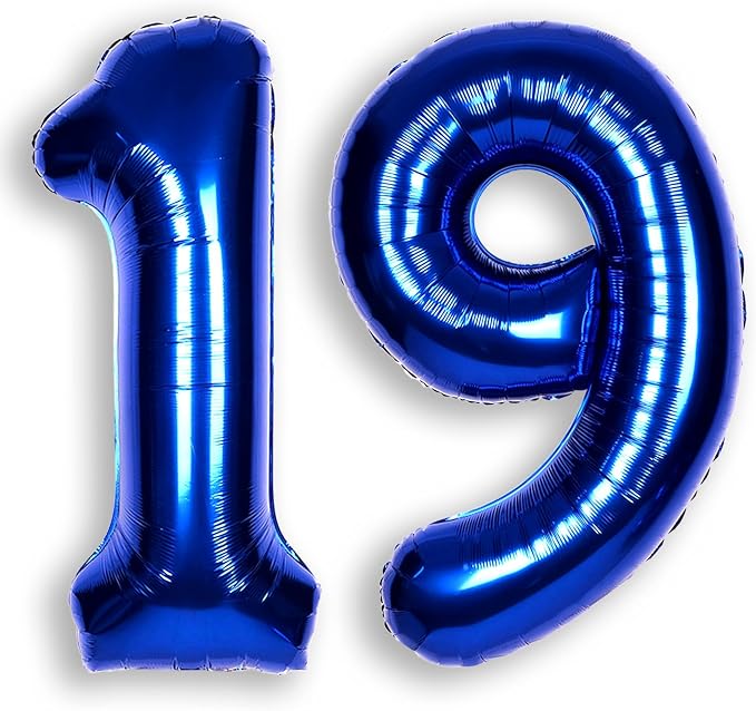 40 Inch Navy Blue Big Number 19 Balloon 0-9 Large Helium | Royal Blue Balloons by SULALABOO