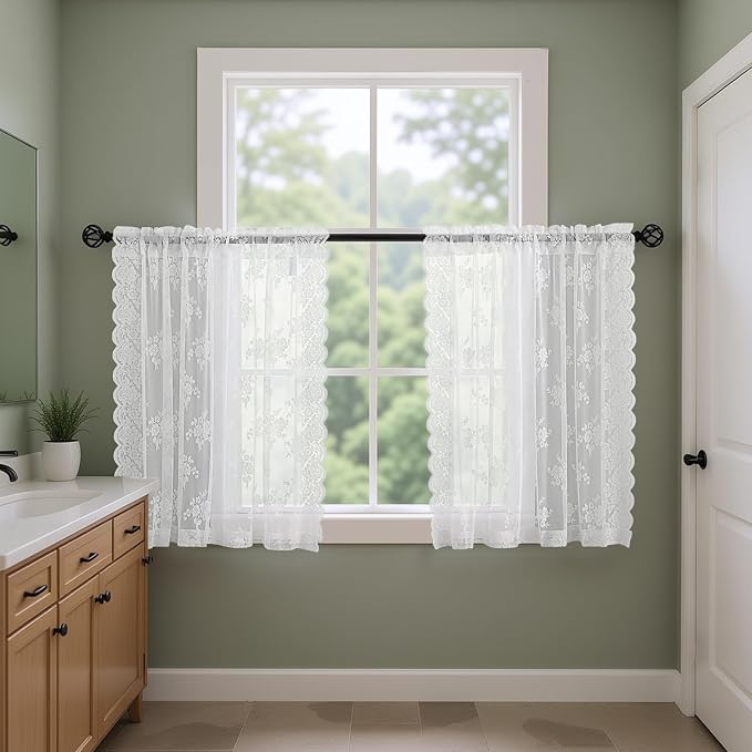 Kotile Short White Lace Curtains - Image 4
