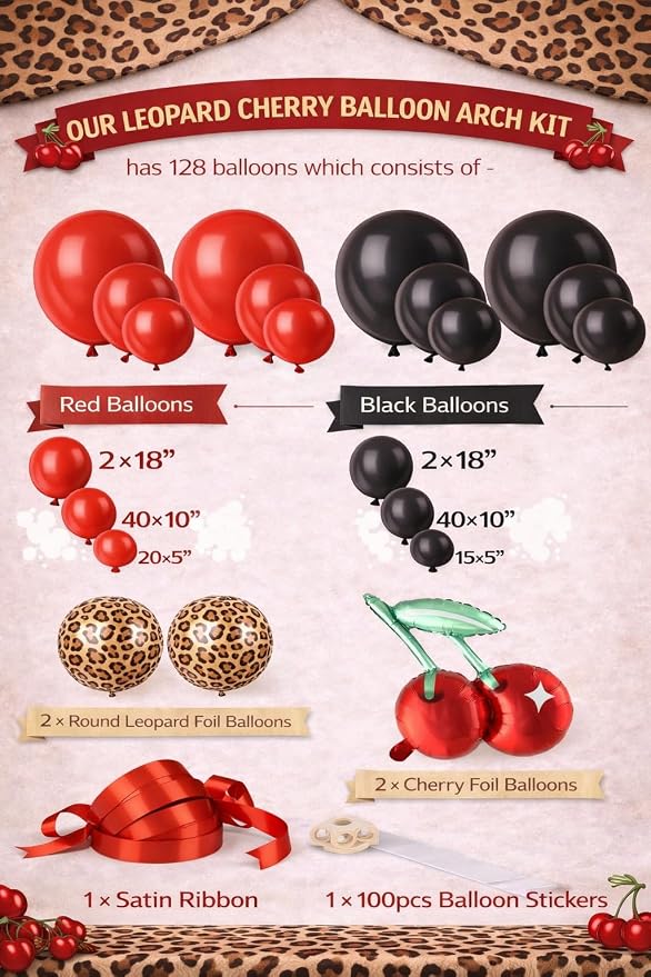 Leopard Cherry Balloon Arch Garland Kit - Image 5