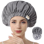 Years calm Reusable Waterproof Shower Caps for Women, Hair Caps for Showers, Double-Layer Elastic Design, for All Hairstyles, Travel-Friendly (grey)