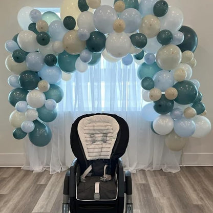 Blue White Balloons Dusty Blue White Beige Balloons 60PCS 12INCH Slate Blue - Image 3