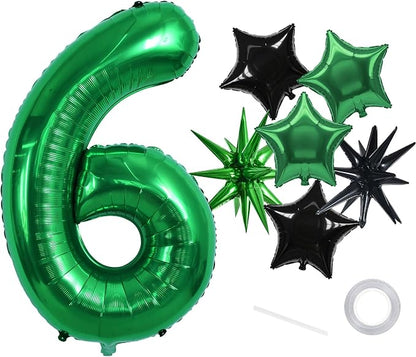 TONIFUL 6th Birthday Balloons Kit 40 Inch Dark Green Large Number 6 Balloon | by TONIFUL