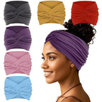 Wide Headbands For Women Extra Large Headband Twisted Knot Head Bands For Women's Hair Band Scarf Turban Accessories 6 Pack