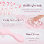 Mini Hair Bursh for Women Men and Kids, Protable Travel Size Hair Brush for Pockets Purses, Mini Detangler Brush for All Hair Types, Small Paddle Brush for Detangling (Pink)