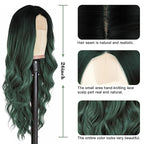NAYOO Long Ombre Green Wavy Wig for Women 26 Inch Middle Part Curly Wavy Wig Natural Looking Synthetic Heat Resistant Fiber for Daily Use (Ombre Green)