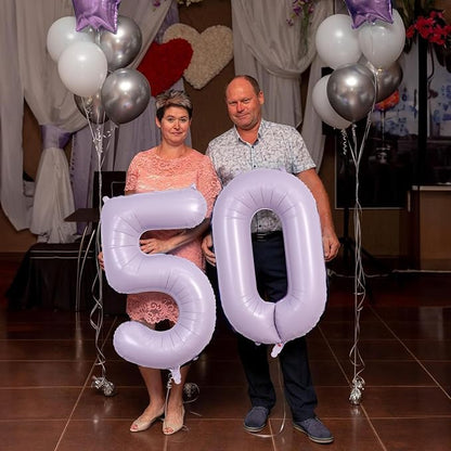 Pastel Purple Number 0 Balloons 40 Inch, Large Lilac Number Balloons 0-9 Set - Image 5