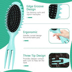 Curly Hair Brush Set,Curl Defining Brush for Curly Hair,Trident Handle Design,Detangling & Shaping & Defining Curls for Women and Girls,Wet or Dry Hair(Green)