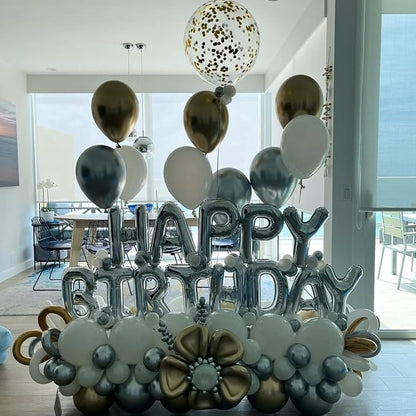 Silver Happy Birthday Balloon Banner, 16 Inch Mylar Foil Letter Balloons - Image 8