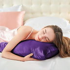 BEDELITE Satin Body Pillow Cover, Super Soft and Cooling Body Pillow Pillowcase for Hair and Skin, Breathable Silky Full Long Pillowcase Cover(20"x54", Plum Purple)