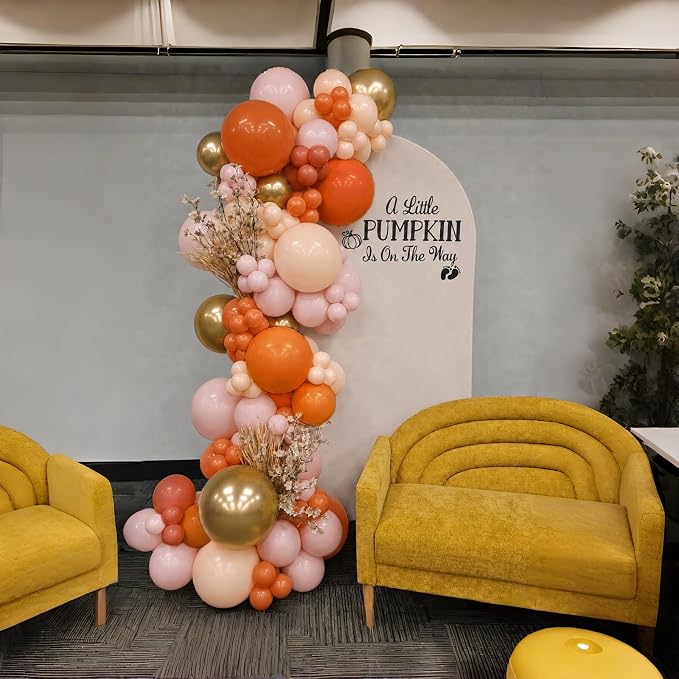 Fall Balloons, Burnt Orange Pink Gold White Balloons - Image 5
