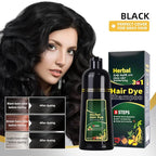 Black Hair Dye Shampoo 3 in 1 Herbal Natural Dye Cover Gray, for Women/Men Hair Color for Grey Coverage (Black)