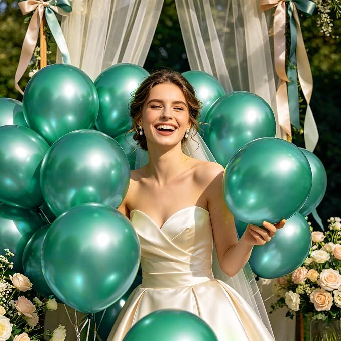100pcs Metallic Green Balloons 12 inch Apple Lime Green Round Latex balloon | - Image 7