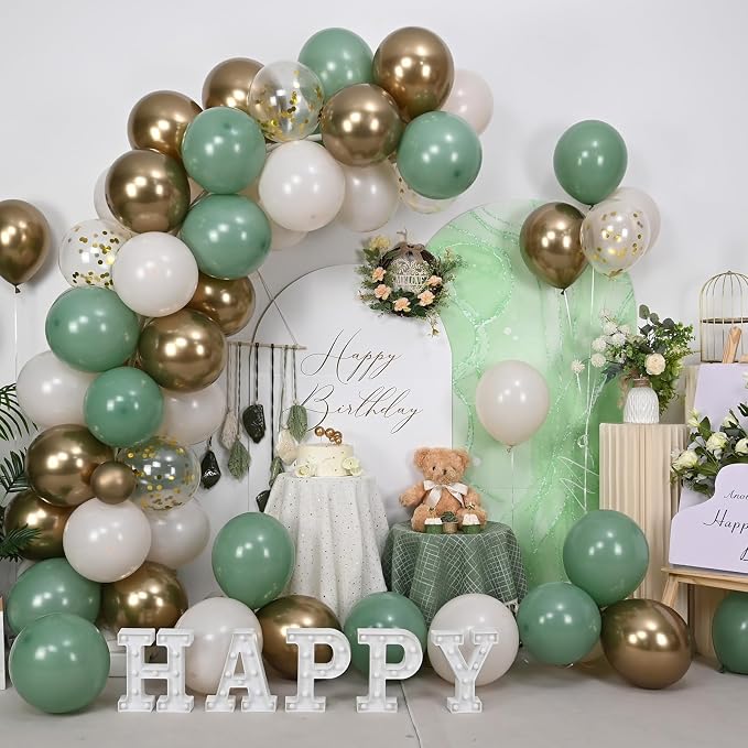 Sage Green Gold Balloons - Image 8