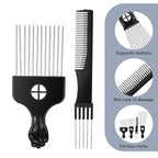 Sibba 4 Pack Metal Comb Afro Hair Pick Comb Set, Stainless Steel Wide Tooth Hair Picks for Natural Curly Coily, Fist Design Braid Styling Combs Afro Lift Picks Wig Detangler for Detangling Hairstyling