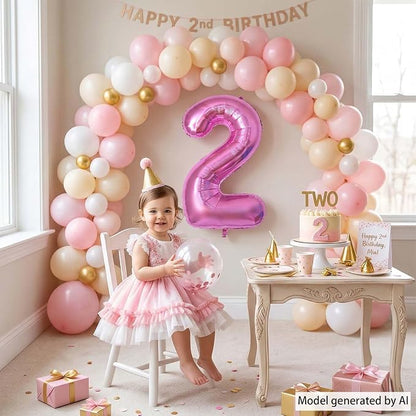 Pink Number 2 Balloon 40 Inch, Glossy Foil Numeral Party Supplies | Radiant - Image 6