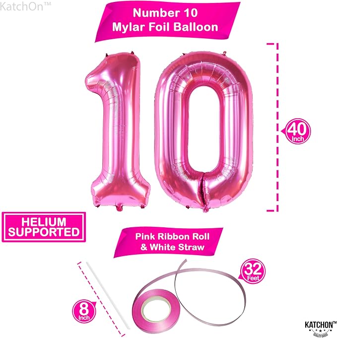 KatchOn Pink number 10 balloon 40 Inch - Image 2