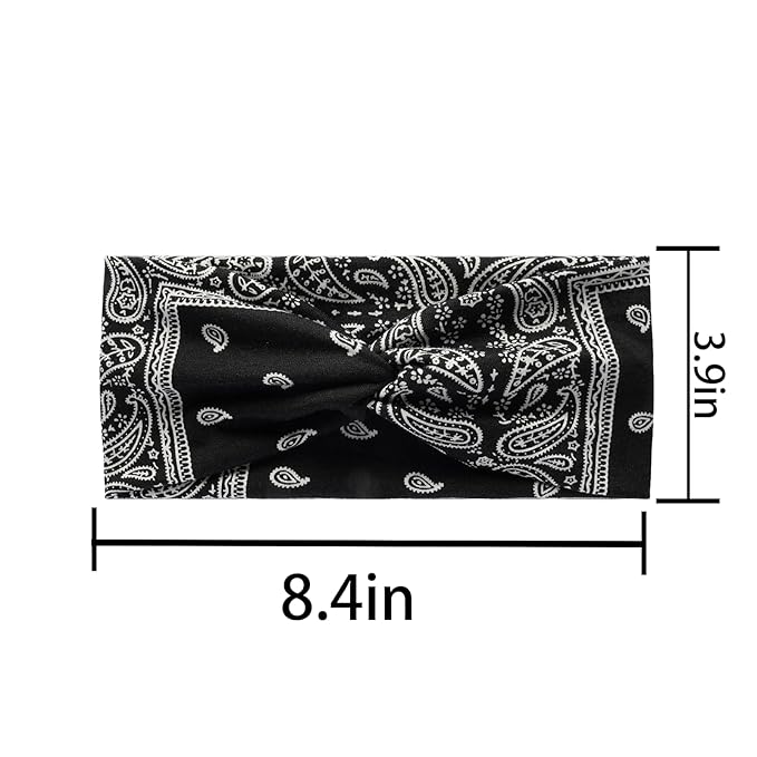 6 Pack Headbands for Women - Short Hair Bandana Headbands, Non Slip Elastic Sweat Hairbands, Soft Fabric Hair Wraps for Girls - Suitable for Workout, Yoga, Running & Sport (E-6)
